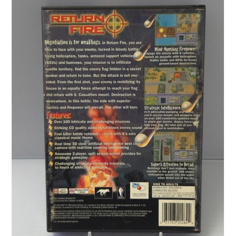 Return Fire - PlayStation 1 - Long Box 1996 - Complete in Box (CIB) - Tested